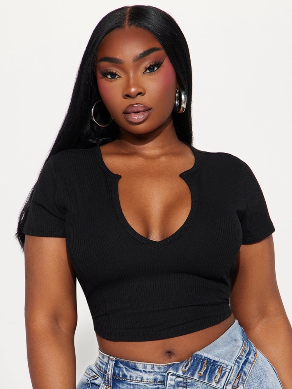 FN Black Ribbed Crop Top - Picture 2 of 4